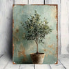 1 Vintage Textured Olive Tree Wall Art| Iron Metal Planter For Home, Restaurant, Bar, Man Cave, Cafe, And Garage - Perfect Bedroom Gift